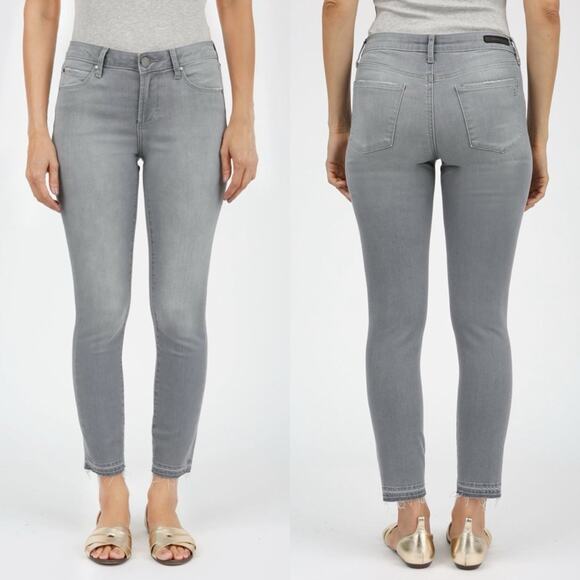NWT Articles of Society Carly Jeans Womens 27 Gray Crop Skinny Raw Hem Stretch - Picture 1 of 8
